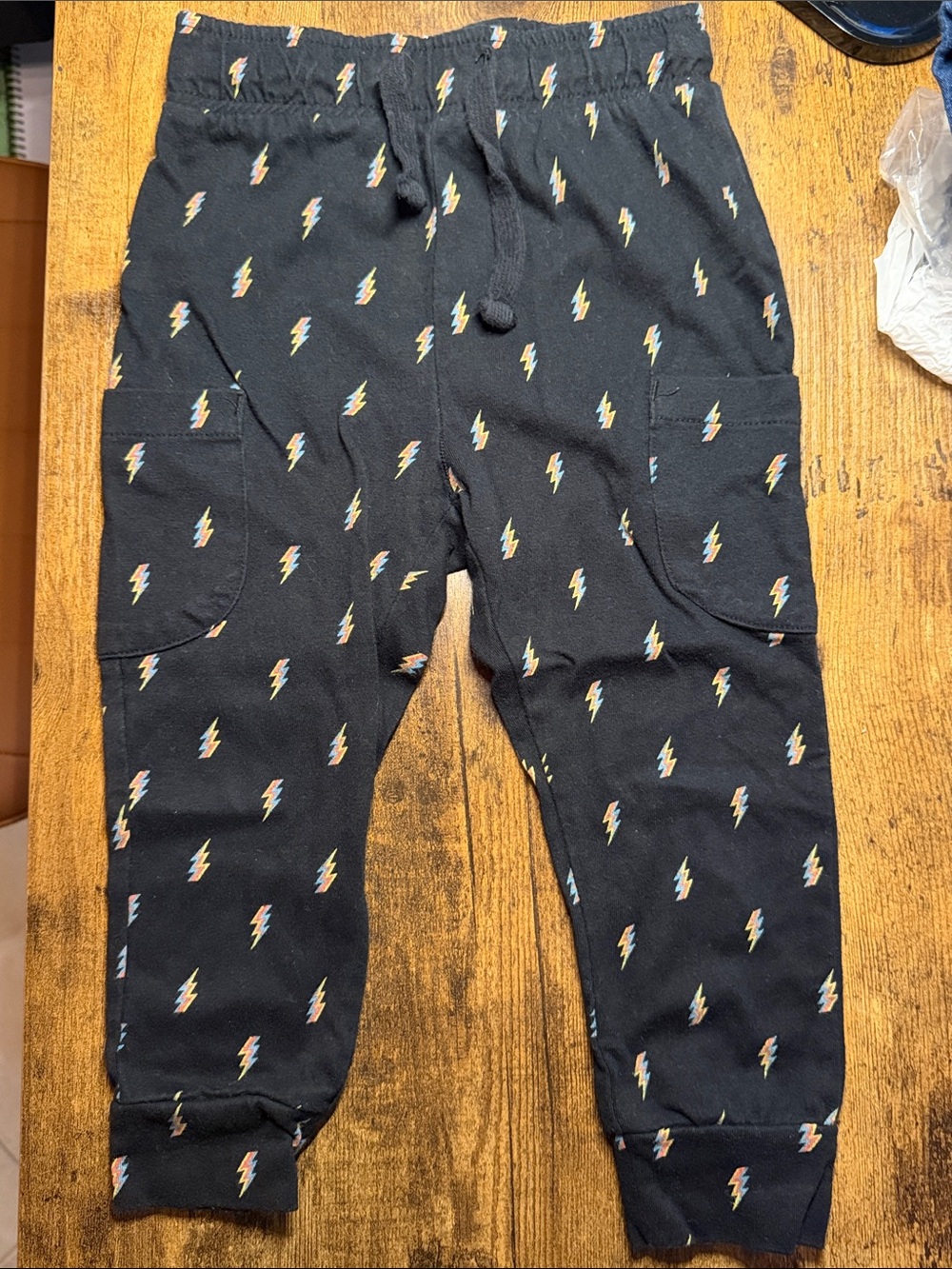 Cat & Jack Black Joggers with Multicolor Lightning Bolts